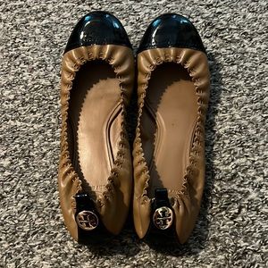 Tory Burch leather/patent abbey flats